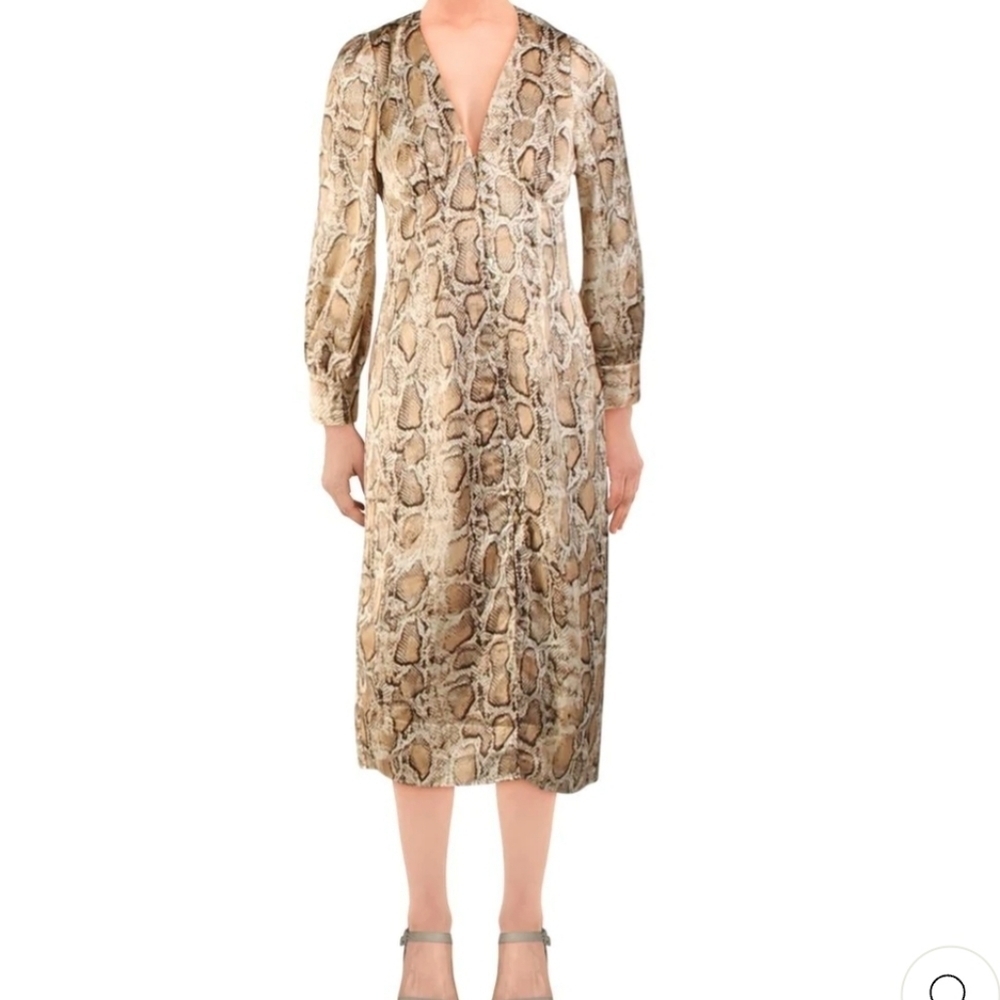 NWT LUCY PARIS Jane Snake Print V-neck Shirtdress Sz Small